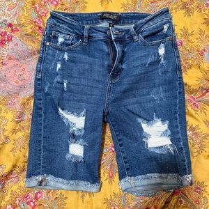 Judy Blue Women's Distressed Denim Shorts - Blue